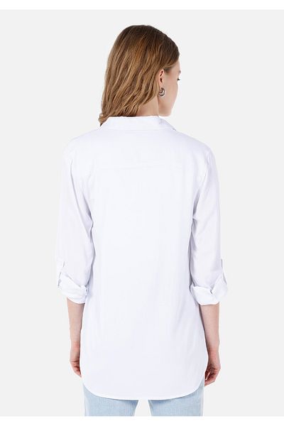 Colin's Regular Fit Shirt Neck Plain Women's White Roll-Up Shirt