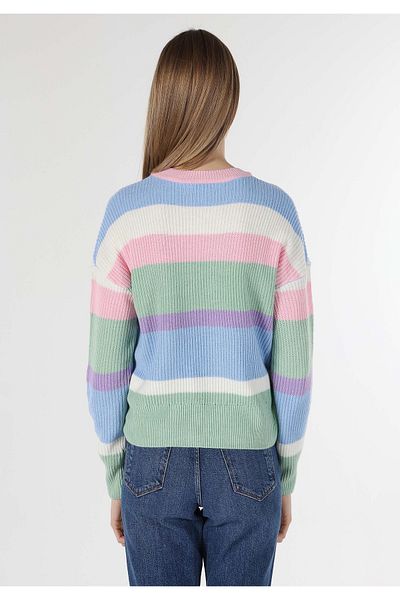Colin's Regular Fit Round Neck Striped Women's Multicolor Sweater