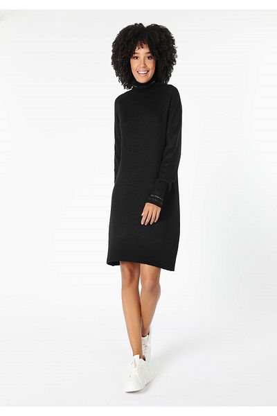 Colin's Regular Fit Plain Women's Black Long Sleeve Dress