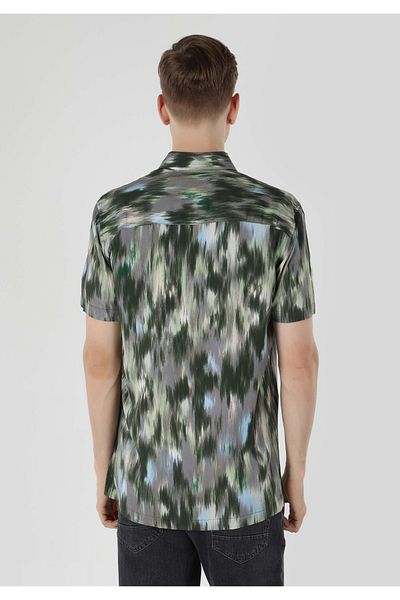 Colin's Green Patterned Regular Fit Men's Short Sleeve Shirt