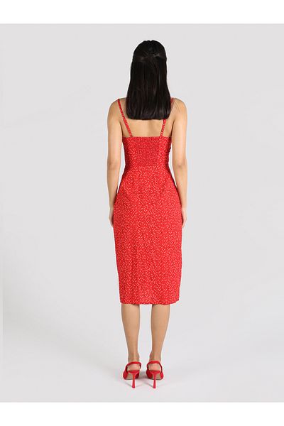Colin's Red Women's Dress - Slim Fit, Printed and Slit Detail