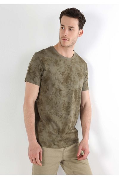 Colin's Regular Fit Round Neck Printed Men's Green Short Sleeve T-Shirt