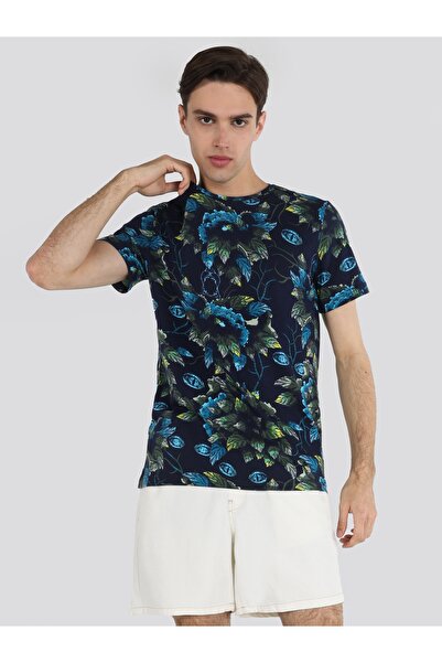 Colin's Мъжка тениска с къс ръкав, зелена кройка и щампа