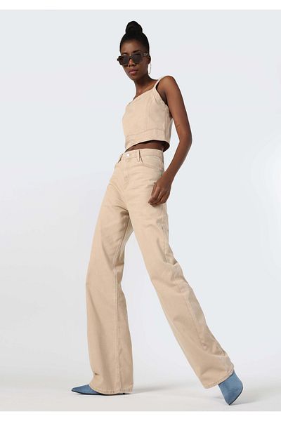 Colin's Regular Fit High Waist Wide Leg Women's Light Brown Jean Trousers