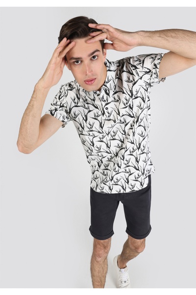 Colin's Регулярна кройка, поло яка, без джобове, мъжка бяла тениска с къс ръкав