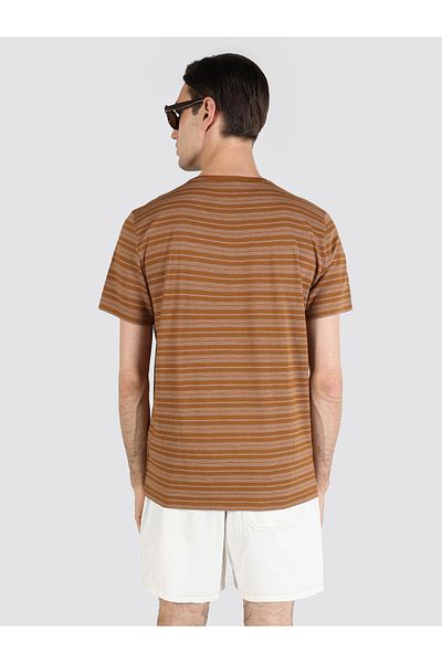 Colin's Regular Fit Round Neck Striped Men's Brown Short Sleeve T-Shirt