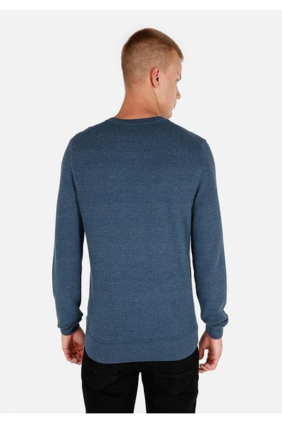 Colin's Regular Fit Round Neck Jacquard Men's Blue Sweater