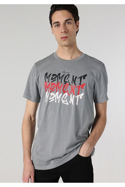 Colin's Gray Regular Fit Men's Short Sleeve T-Shirt - Printed