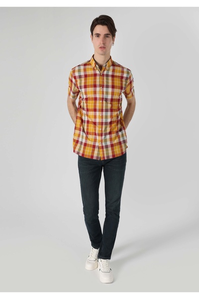 Colin's Regular Fit Shirt Neck Ekoseli Erkek Çok Renkli Kısa Kol Gömlek