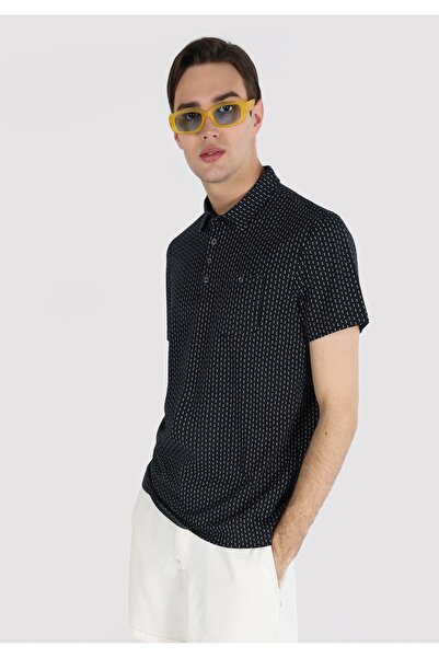 Colin's Regular Fit Polo Neck Men's Navy Blue Cotton Short Sleeve T-Shirt