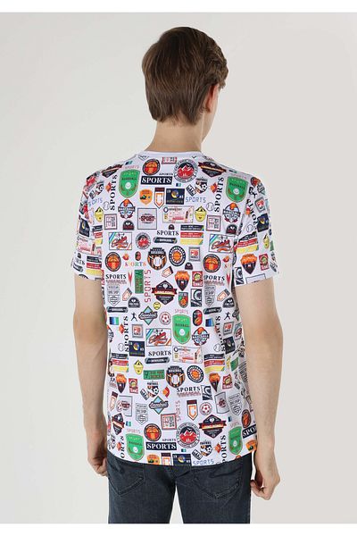 Colin's Regular Fit Round Neck Printed Men's White Short Sleeve T-Shirt