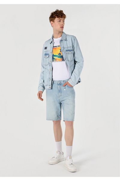 Colin's Baggy Fit Mid Waist Men's Black Jean Shorts
