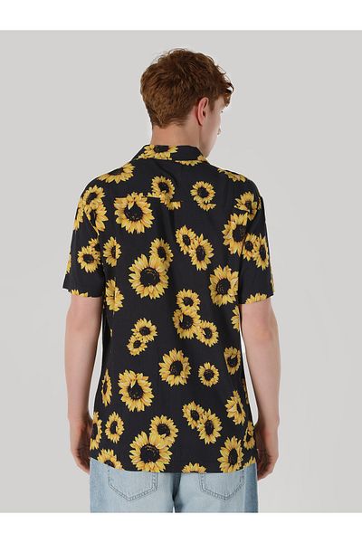 Colin's Regular Fit Shirt Neck Printed Men's Anthracite Short Sleeve Shirt