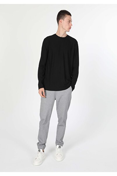 Colin's Regular Fit Yuvarlak Yaka Düz Erkek Siyah Uzun Kol Örme Tişört