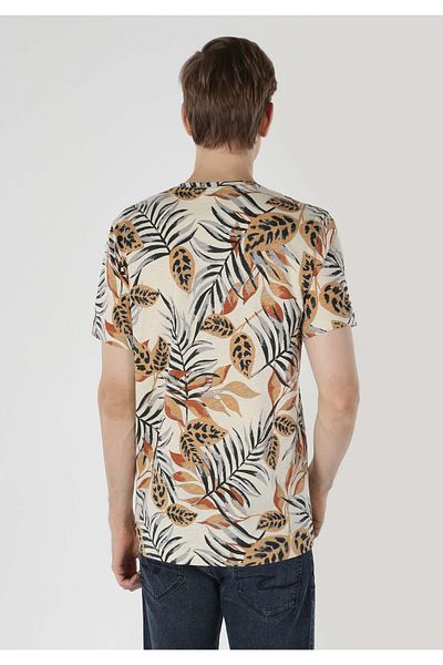 Colin's Regular Fit Round Neck Printed Men's Ecru Short Sleeve T-Shirt