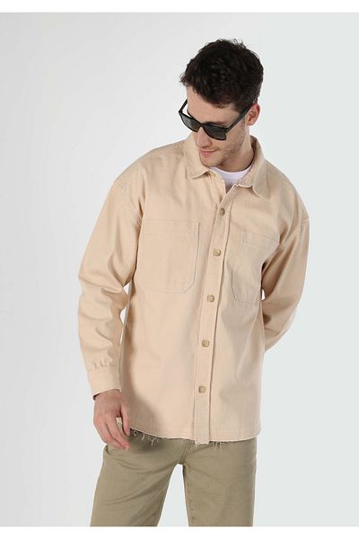 Colin's Beige Men's Long Sleeve Shirt - Comfortable Fit and Pocket