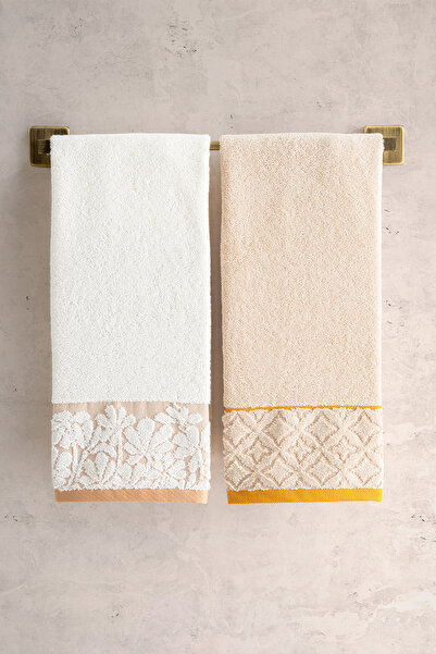 TICOTTO طقم مناشف أريا 50×90 سم 100% قطن - قطعتان، عالية الامتصاص، فائقة النعومة، مع علاقة، منشفة لليدين والوجه