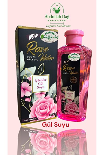 ABDULLAH DAĞ Hatay Yöresinden Doğal İçilebilir Gül Suyu Kozmetik 350 ml