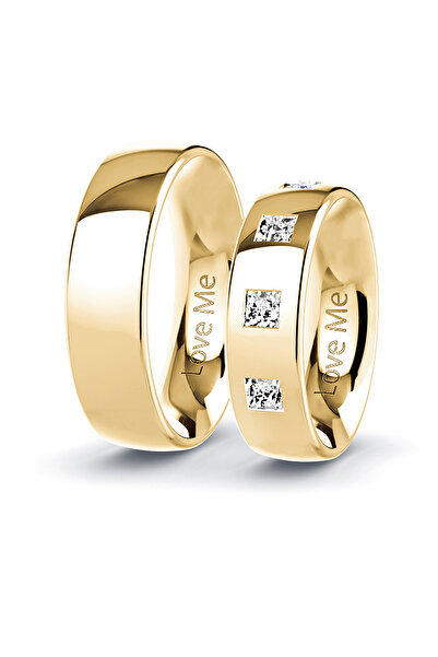 Kaya The Third Love Me Marka 1. Kalite 8mm Altın Renk Unisex Çelik Alyans Yüz...