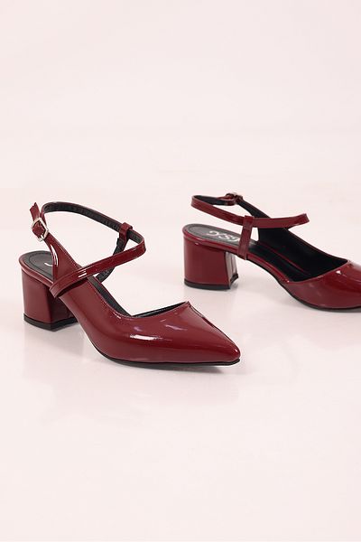 SHOESSHOPS Open Back Short Block Heeled Women's Shoes