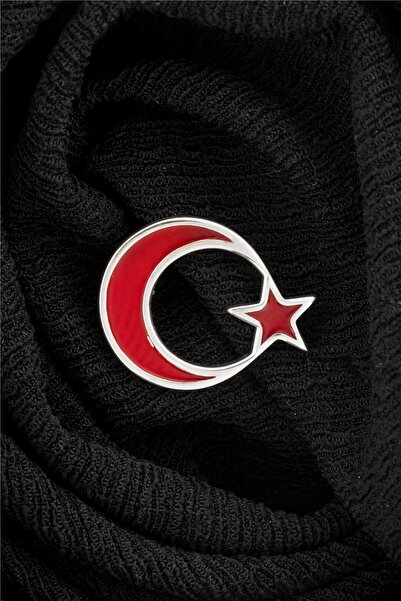 Silverplus 925 Ayar Gümüş Mineli Türk Bayrağı Rozet