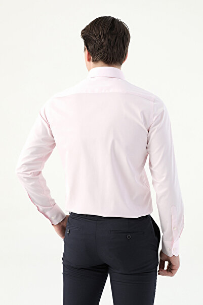 D'S Damat Ds Damat Slim Fit Pembe Düz Nano Care Gömlek