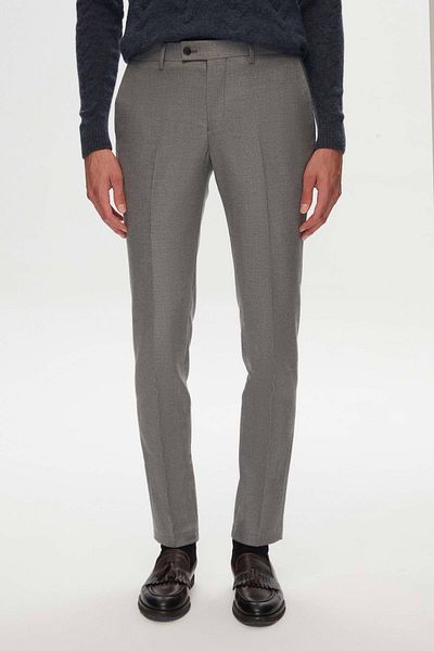 Twn Gray Gabardine Fabric Trousers