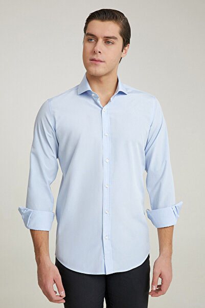 D'S Damat قميص العريس الأزرق النحيف - Easy Iron