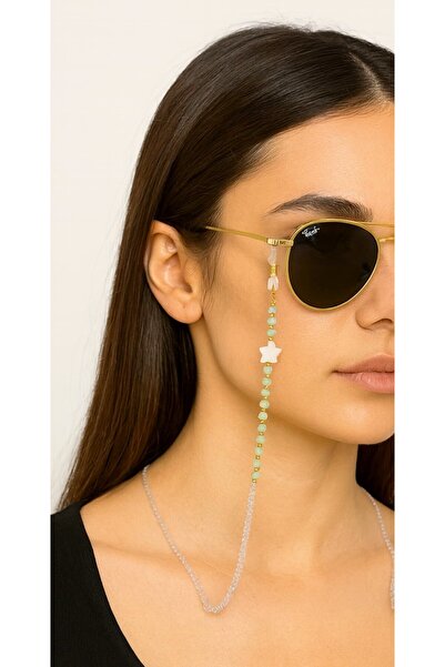 Elila Design إكسسوار نظارة Sedef Star باللون الأخضر، حبل، سلسلة