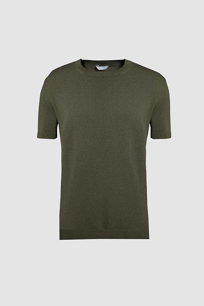 Twn Slim Fit Khaki Summer Rayon Knitwear T-Shirt