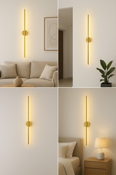 VOLTMARKET Modern Pilli Aplik Tak Çalıştır Kablosuz Ledli Aplik Eskitme Gold Pil Dahildir 70cm