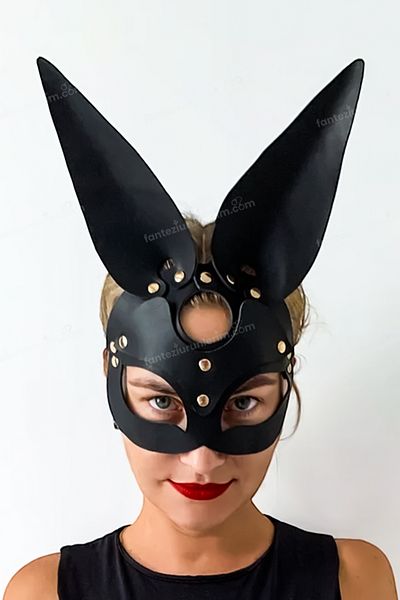 Sofya Passion Sexy Bunny Eared Leather Look Fancy Mask, Costume Accessory, Sexual Games