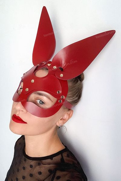 Sofya Passion Sexy Bunny Eared Leather Look Fancy Mask, Costume Accessory, Sexual Games