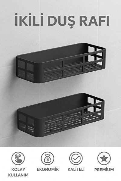 Eco Lounge Banyo Duş Rafı Mutfak Seti İkili Mutfak Rafı Organizer Set Yapışkanlı