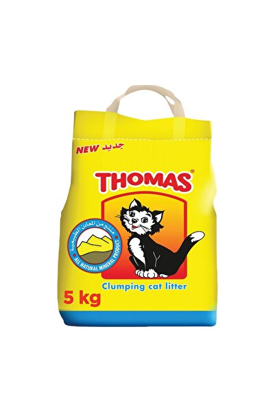 THOMAS رمل قطط متكتل 5 كجم، سريع التكتل، مع تحكم في الرائحة، وقليل الغبار لتن...