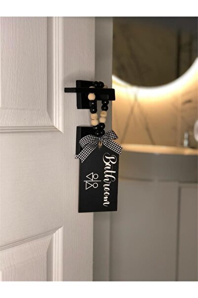 rosfloa rf 2'li Dekoratif Boncuklu "Kitchen & Bathroom" Yazılı Kapı Kolu Aksesuarı Seti (MUTFAK-BANYO)