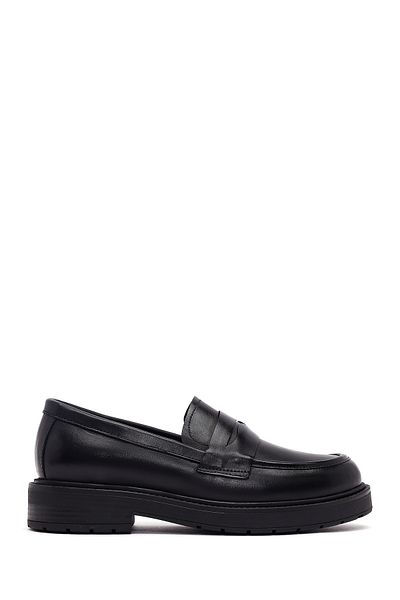 Derimod Women's Black Thick Soled Leather Masculine Loafer 25Afd184718