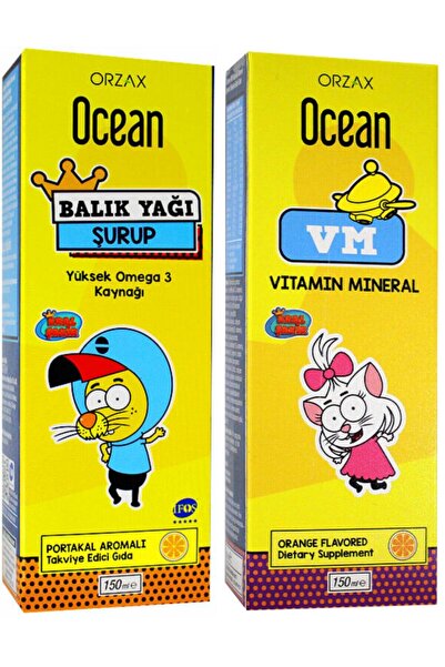 Ocean Orzax Balık Yağı Şurup Portakal Aromalı 150ml + VM Şurup 150 ML