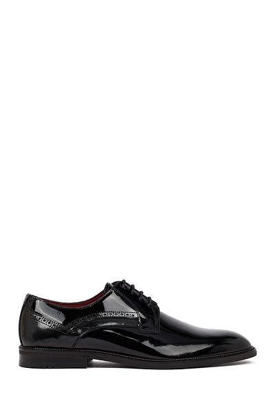 Derimod Men's Black Lace-Up Patent Leather Classic Shoes 25Wfd603016