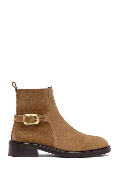 Derimod Women's Mink Zippered Suede Leather Boots 25Wfd153610