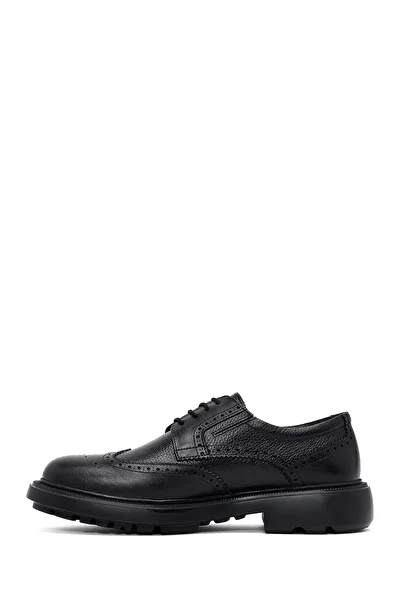 Derimod Men's Black Lace-Up Thick Sole Leather Casual Shoes 25Wfd7509Ft