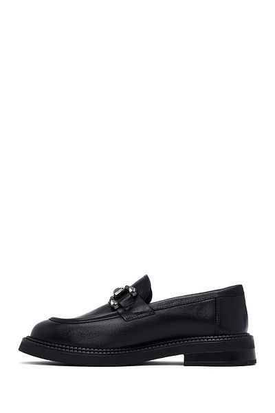 Derimod Women's Black Buckle Leather Masculine Loafer 25Afd510218