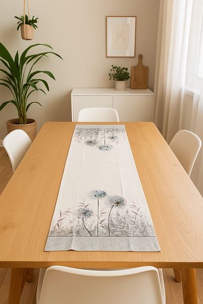 Calista home 40X140Cm Woven Stain Resistant Printed Fabric Tablecloth Decorative Runner Washable Soft