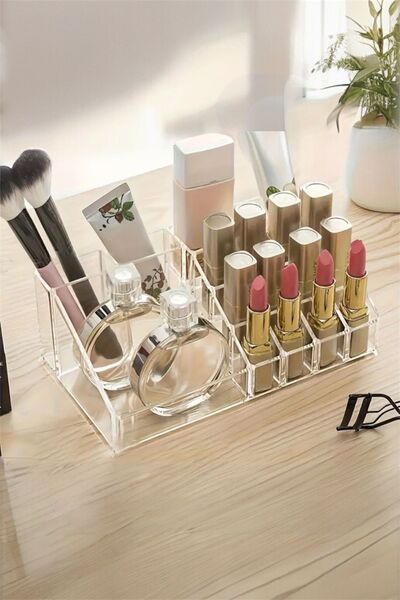 Bayev Glip Crystal Lipstick Box 16 θέσεων Organizer μακιγιάζ Καλλυντικό πινέλο Μακιγιάζ Οργανωτής υλικών