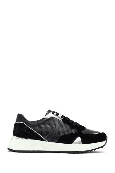 Derimod Women's Black Lace-Up Thick Sole Leather Sneaker 25Afd370714