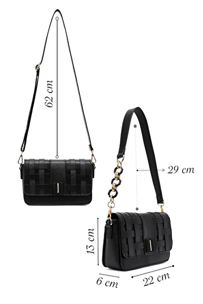 Derimod Women's Black Long Strap Knitted Crossbody Bag 25Abd261529