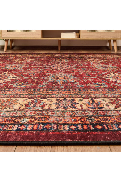 Evidea Soft Line Afgan Halısı - Kırmızı - 160x230 cm