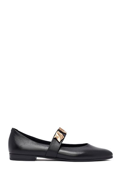 Derimod Women's Black Buckle Leather Ballerinas 25Afd204118