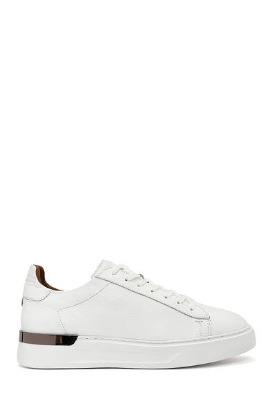 Derimod Men's White Lace-Up Thick Soled Leather Sneaker 25Wfd6107Ft