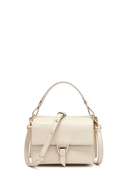 Derimod Women's Cream Long Strap Leather Mini Crossbody Bag 25Sbd2350Ft